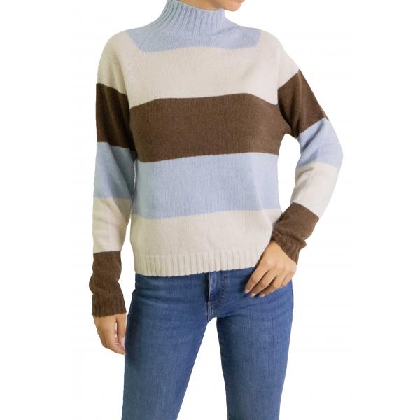 Maglione a righe collo alto